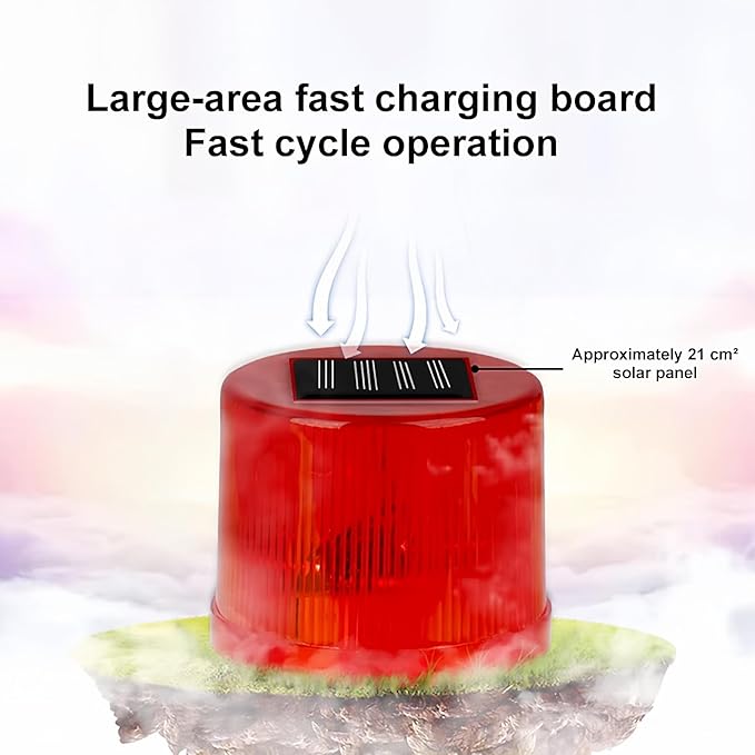 Solar Red Strobe Light: Super Bright Solar Emergency Strobe Warning Light, CHKL Flashing Barricade Safety Road Construction Traffic Flashing IP48 Waterproof (6Pcs)