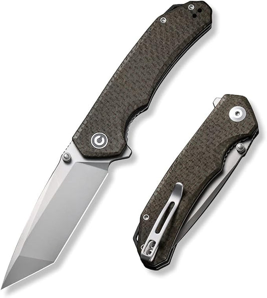 CIVIVI Brazen Pocket Knife,3.5-Inch Folding Knife Tanto D2 Blade,Micarta Outdoor Camping Hiking Knife with Thumb Studs and Flipper Opener,Unique Tool Gift for EDC Men Women C2023F