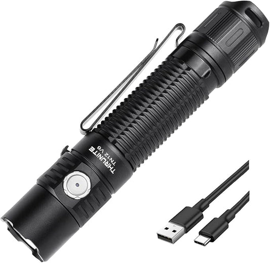 ThruNite TN12 V6 Tactical LED Flashlight, High 1950 Lumens Dual Switch, USB-C Rechargeable