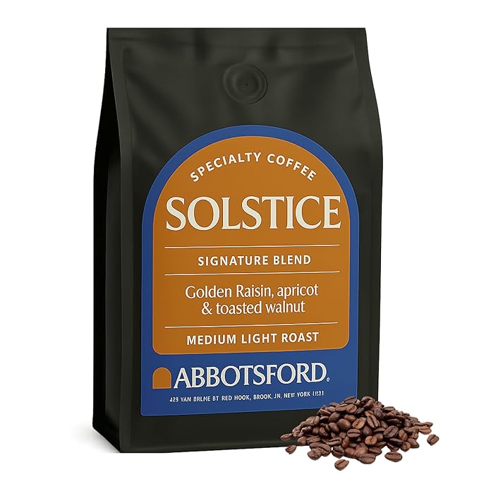 Solstice Coffee Whole Bean, Arabica Medium Light Roast Coffee Beans with Bright Flavors of Golden Raisin, Apricot & Toasted Walnut, 35.2 oz (2.2lb) Bag, Freshly Roasted in Brooklyn, Kosher Certified