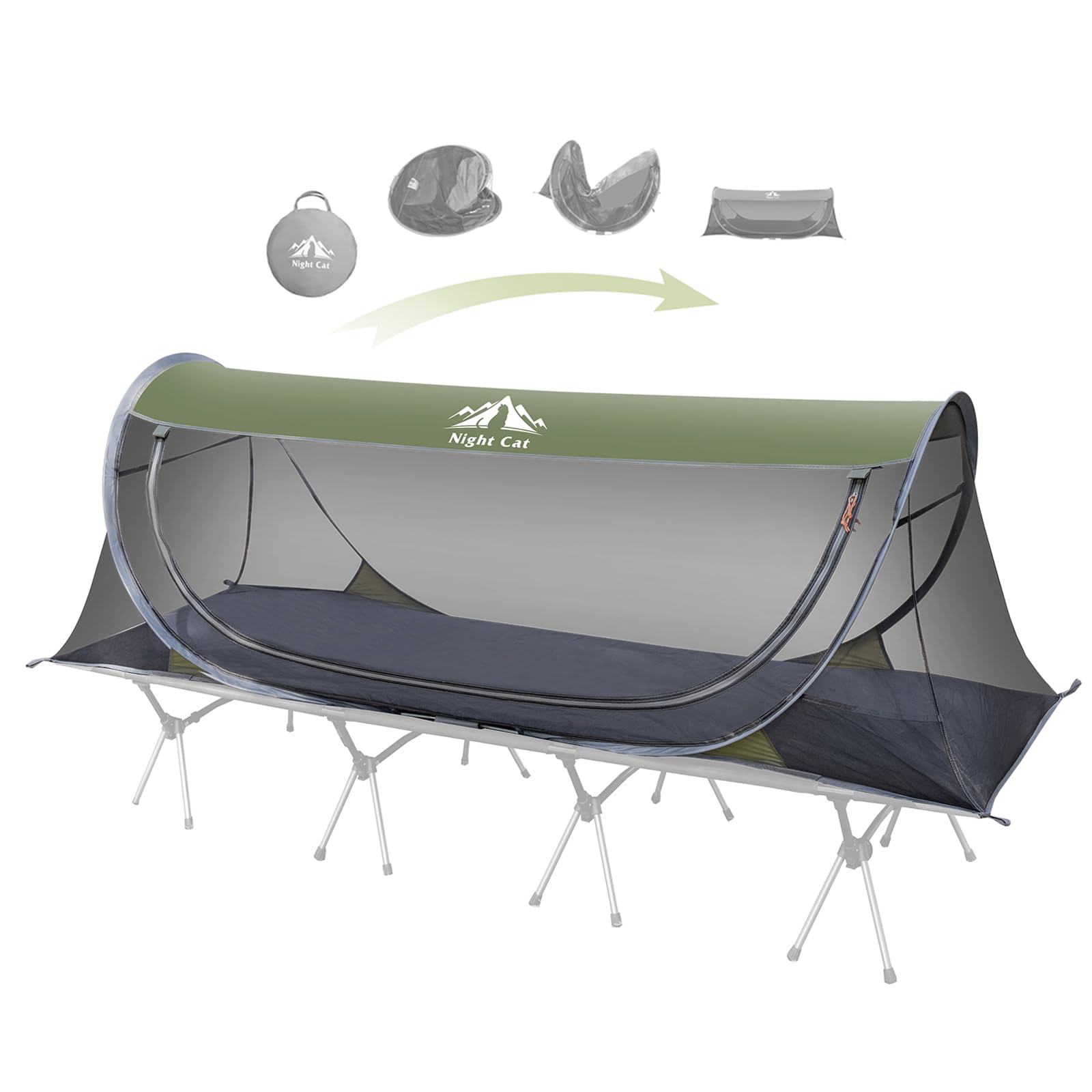 Night Cat Pop-up Mosquito Tent: 1 Person Camping Tent with Bug Screen Net Easy Set-up Tent Fits for