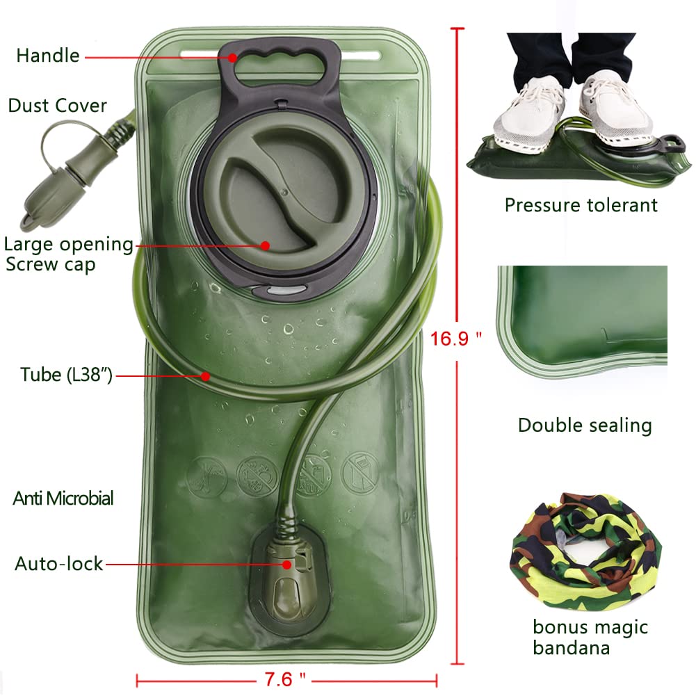 Hydration Bladder, 3L Water Bladder for Hiking Backpack, BPA-Free Leak Proof Water Reservoir