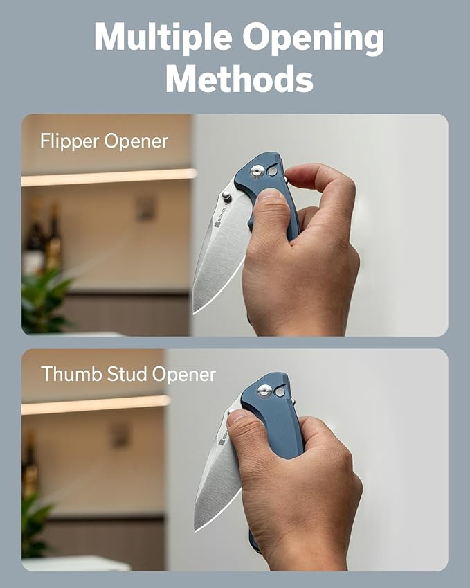 SENCUT Cybrix Folding knife, Pocket Knife with 3.46" 9Cr18MoV Blade Aluminum Handle, EDC Knife Reversible Clip for Men Women Camping Hunting Hiking (Blue)