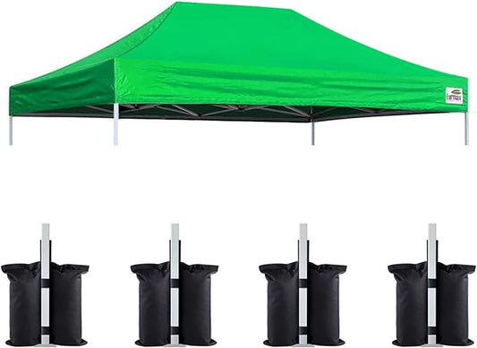 Eurmax USA Pop Up Canopy Top Gazebo Tent Cover Replacement Top Only,Bonus 4PC Pack Weight Bag (10x15,Kelly Green)