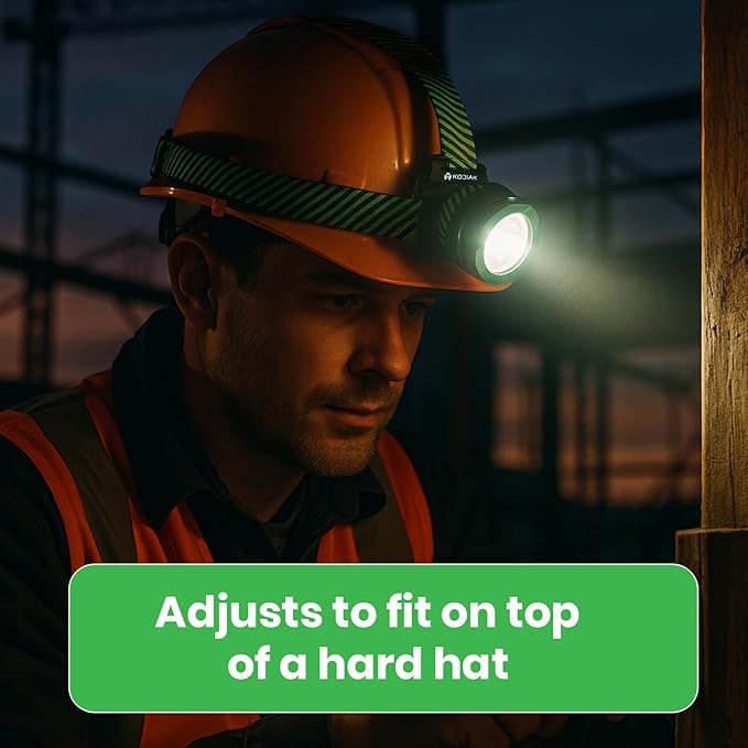 KODIAK 1000 Lumen Rechargeable Headlamp ??LED Head Lamps with Push-Pull Focus, 3 Modes, Rechargeable Headlight, Adjustable Tilt, Head Lights for Forehead