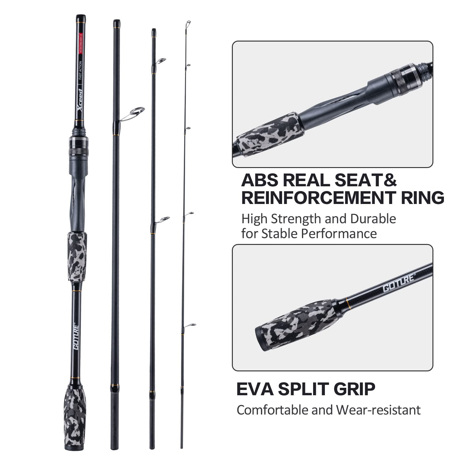 Fishing Rods Spinning Travel Fishing Pole Pack case Portable 4 Sections ulLight Weight Carbon Fiber