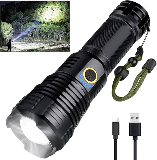BengMxj Rechargeable LED Flashlights High Lumens Tactical Flashlight with Zoomable Super Bright Waterproof Flashlights for Emergencies,Camping,Hiking,Home