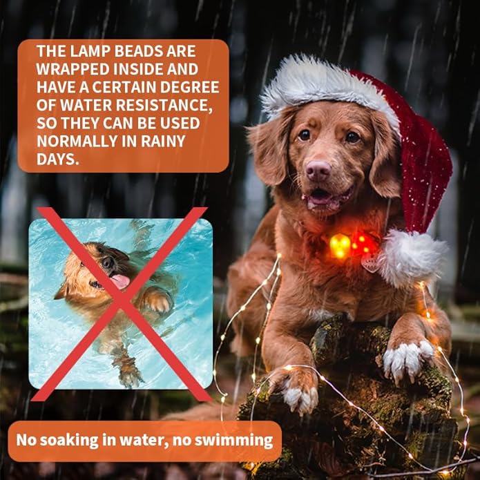 LaRoo Christmas Day Dog Lights for Night Walking,Led Dog Collar Lights for Nighttime Clip On Light up Dog Collar