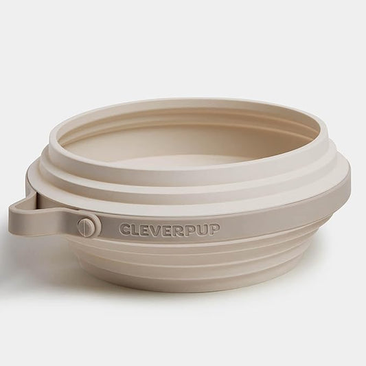 Nomad Large Collapsible Dog Bowl - 4 Cup Food-Safe Silicone Travel Bowl for Dogs, Portable & Sturdy, Food/Water, Dishwasher Safe - Sand