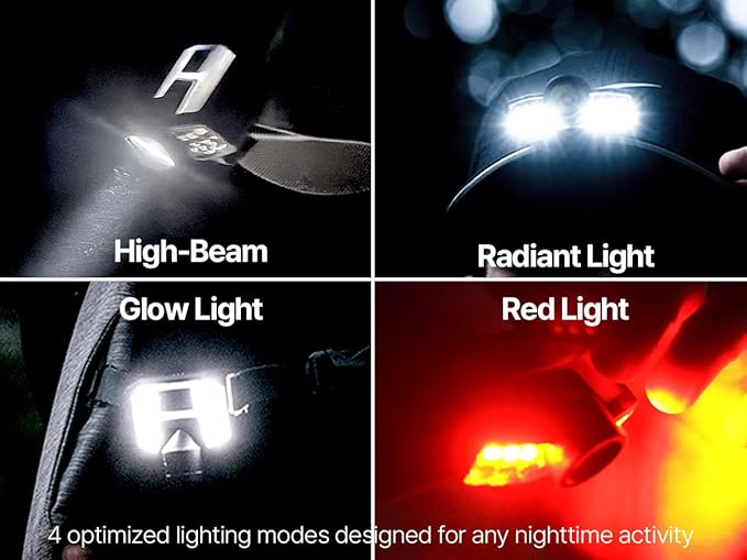 Orcap 2025 Edition ??120° Wide Beam Headlamp & Cap Light, 1000 Lumens, 4 Light Modes (White & Red), USB-C Rechargeable, IPX5 Waterproof, Lightweight LED for Camping, Work, Running