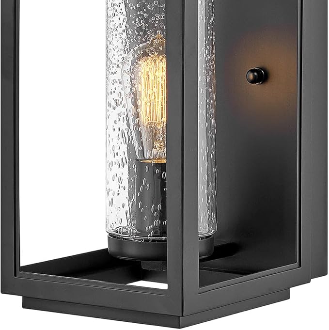 Hinkley Atwater Medium Wall Mount Outdoor Lantern - Anti-Fade, Clear Seedy Glass, Composite, LED Included - Black Finish
