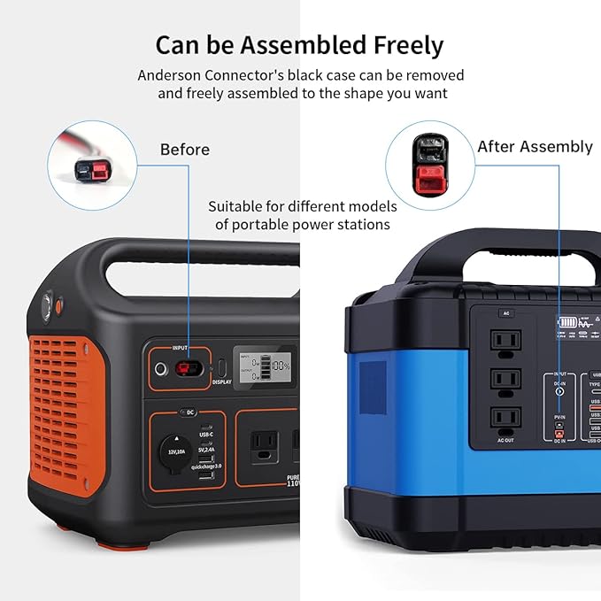 12AWG 6FT Anderson Extension Cable 2 6 10 20 35 50FT Solar Extension Cable Anderson Connector for Portable Power Station Solar Generator Solar Panel (6FT)