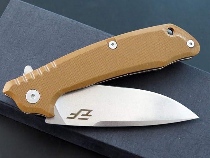 Eafengrow EF223 Folding Knife D2 Blade with G10 Handle Multi Pocket Knife Survival Outdoor Camping Survival (brown)