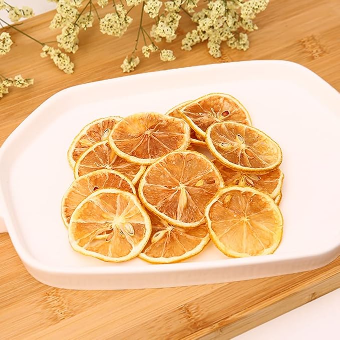 Mkostlich Dried Lemon Slices Bulk, Sour Sweet and Refreshing Citrus Fruit Tea, Natural Dehydrated Lemon Slices for Cocktails Garnish/Tea/Baking, No Sugar Added(500g/17.63oz)