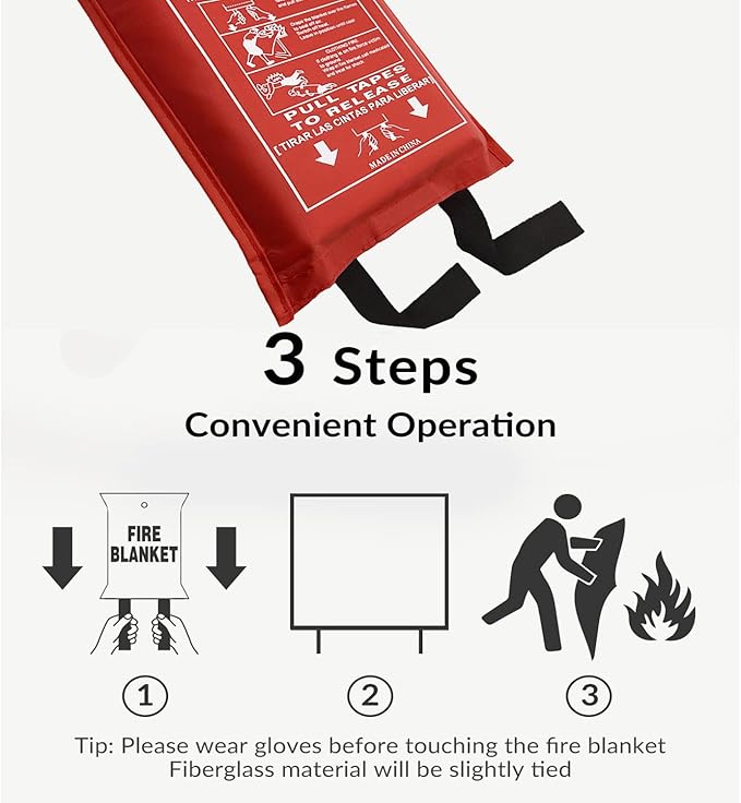 Fire Blanket Kitchen Emergency Blankets with Silicone Coating.Fireproof Blanket Fire Blanket for Home for Kitchen,Camping,Office,BBQ,Welding and Depot!Car Fire Retardant (39"X39" 1Pack)