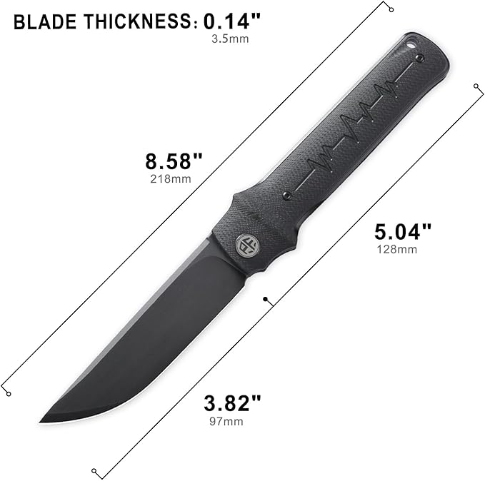 Petrified fish PFB04 Tena Folding Knife, 3.82" D2 Steel Black Stonewashed Blade G10 Handle Pocket Folding knife for EDC Camping Outdoor (Black Black Stonewashed)