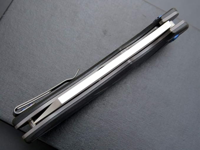 Eafengrow EF919 Folding Knife with Pocket Clip D2 Steel Blade G10 Handle Scales EDC Tool Outdoor Knives for Camping Fishing Hiking(Black)