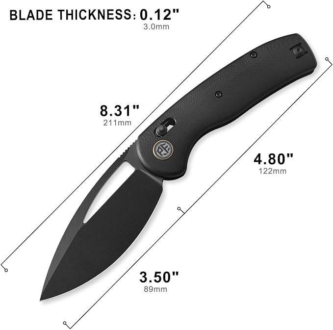 Petrified fish PFP13 Viper Folding Knife,3.5" K110 Steel Black Stonewashed Blade G10 Handle Pocket Knife for Camping EDC Outdoor (Black Black Stonewashed)
