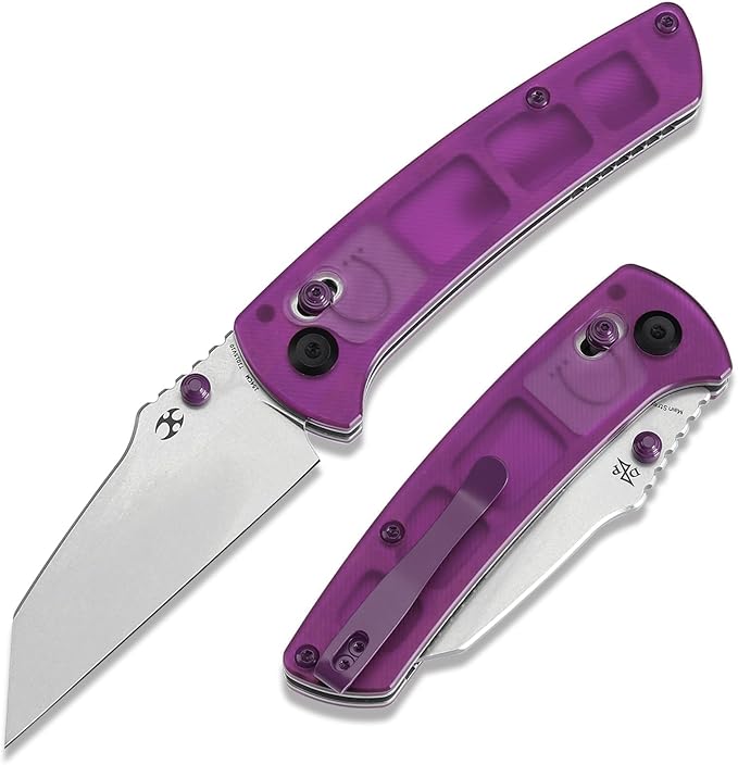 KANSEPT Main Street Pocket Folding Knife, 3.36''Stonewashed 154CM Sharp Blade, Purple Acrylic Handle with Axis Lock and Thumb Stud, Perfect Clip for Camping Hiking Fishing Gift Everyday Carry T1015v10