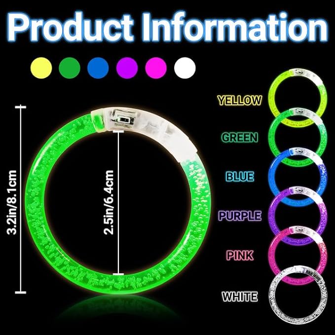 90 Pcs LED Bracelets,6 Color Light Up Bracelets,LED Glow Bracelets,Glow in the Dark Party Supplies Glow Sticks Bracelets for Adults,Light Up Party Favors for Concerts Birthday Carnival