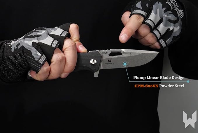 Tactical Folding Knife - CPM S35VN Steel, G10 Handle - Plump Linear Blade Design - Great for Outdoor Survival Camping Hunting, Ideal Gifts for Men. Eagleye Series