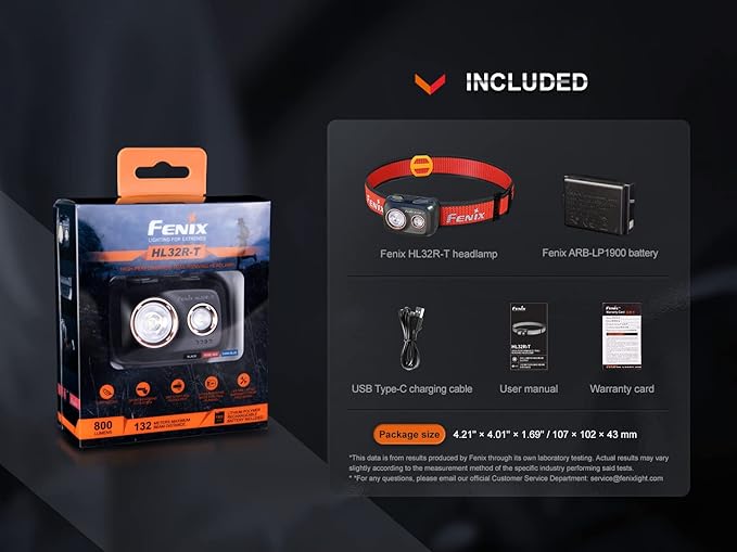 EdisonBright Fenix HL32R-T 800 Lumen spot/Flood Light Rechargeable (AAA Compatible) Lightweight headlamp, for Jogging/Camping Battery carring case