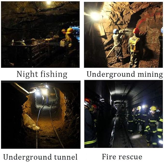 Rechargeable LED Mining Headlamp, Waterproof Explosion-Proof Miner Cap Light, High Power Helmet Headlamp for Coal Mining, Coon Hunting, Night Work, Hiking, Caving, Outdoor Adventure