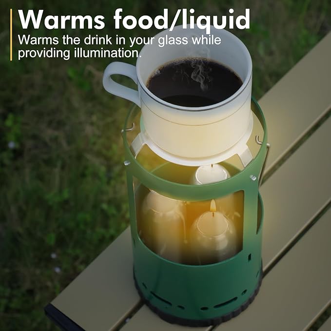 Candle Lantern, Camping Gear for Campers and Emergency Use, Without Candles (Green)