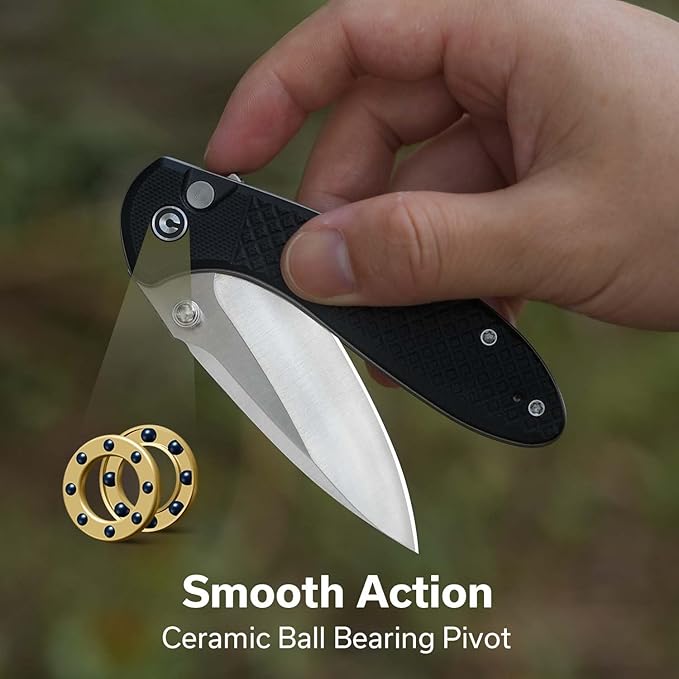 CIVIVI Faeger Pocket Folding Knife for EDC, 2.98" Swedish 14C28N Blade G10 Handle, Reversible Clip for Men Women Outdoor Carry C24031-1 (Black)