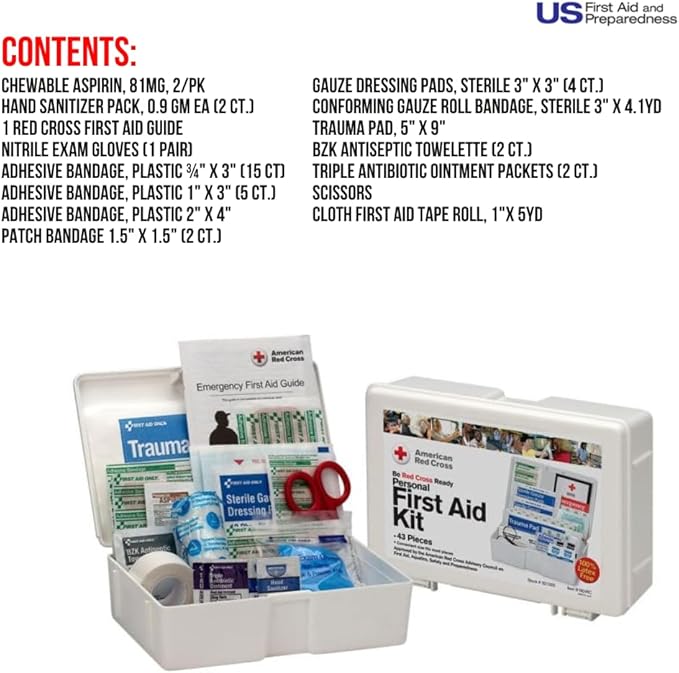 Officially Licensed Product, Personal First Aid Kit, 43 Piece Emergency Medical Supplies to Clean and Treat Minor Injuries
