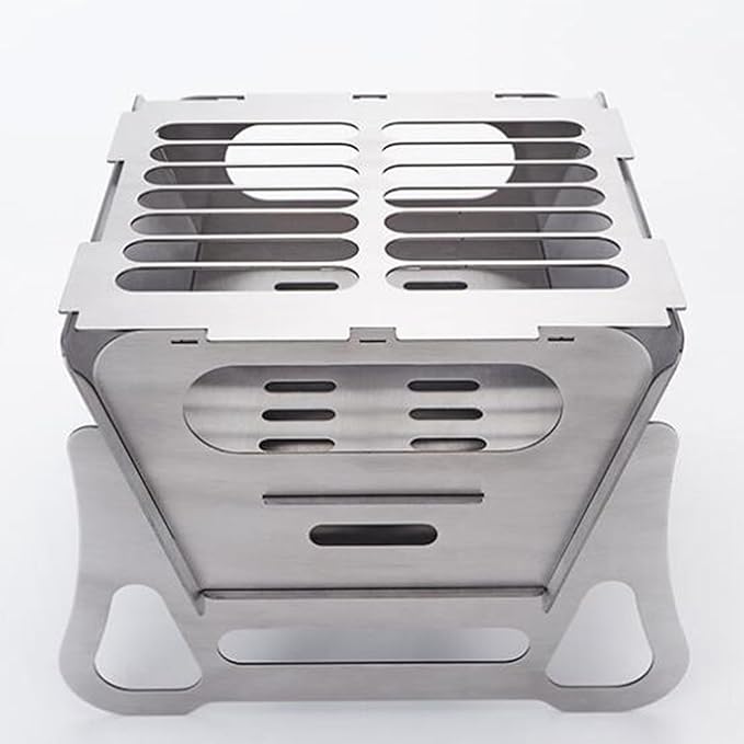 zeng Portable Stainless Steel Camping Grill ??Foldable BBQ Charcoal Grill for Outdoor Cooking, Camping, Picnics (7.87"x8.66"x7.68", 5 lbs)