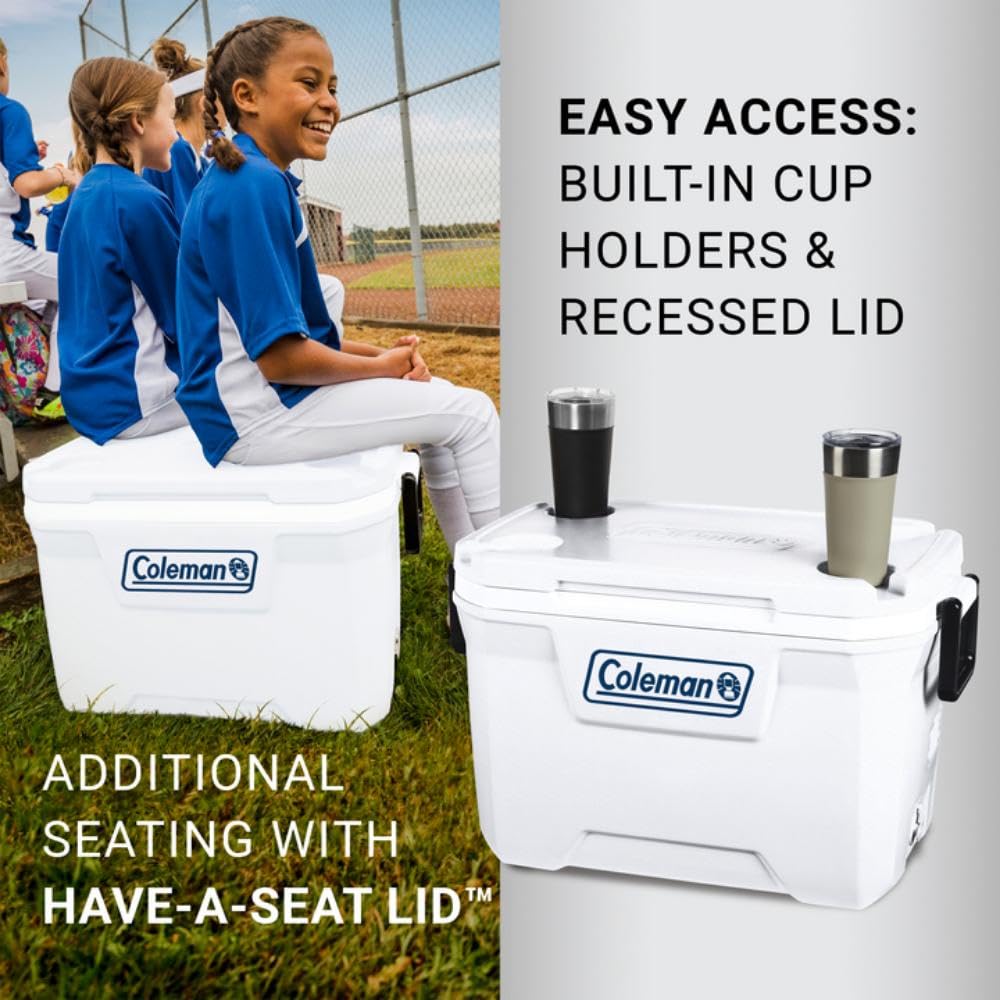 Coleman Classic Series 52qt Marine Cooler, Fully Insulated Lid & Body Keeps Ice up to 3 Days, Holds