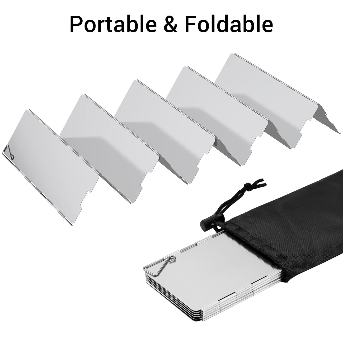 Camp Stove Windscreen, Ohuhu Camping Stove Windscreen 10 Plates Aluminum Folding Portable Camping