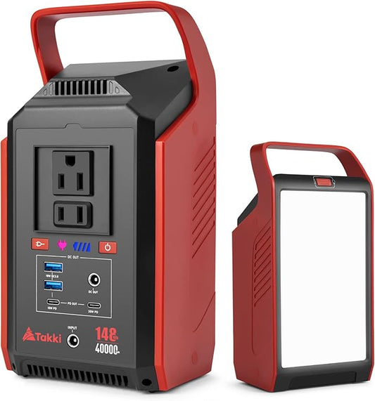 Takki 200W Portable Power Station, 148Wh Camping Solar Generator with Flashlight Peak 300W 110V AC Outlet DC USB Ports Battery Backup for Camping Gear CPAP Home Laptop Emergency