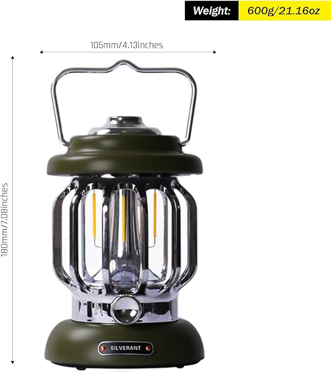Camping Lantern Lights LED Lamp Type C Rechargeable, Emergency Light 8-130h Runtime for Power Outages, Outdoors Camping Lantern (Black)