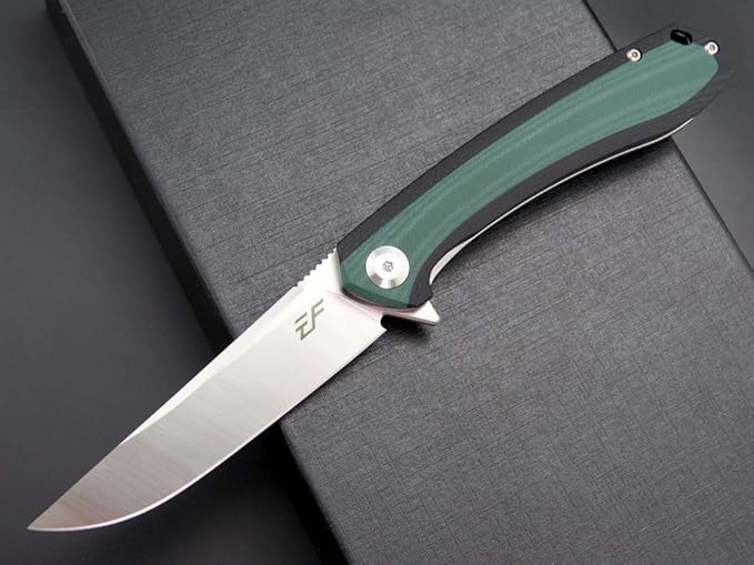 Eafengrow EF947 EDC D2 Folding Knife, G10 Handle Ball Bearing Folder with Locking Liner EDC Flipper Knife with Pocket Camping Tactical Hiking Survival Outdoor tool(GREEN)