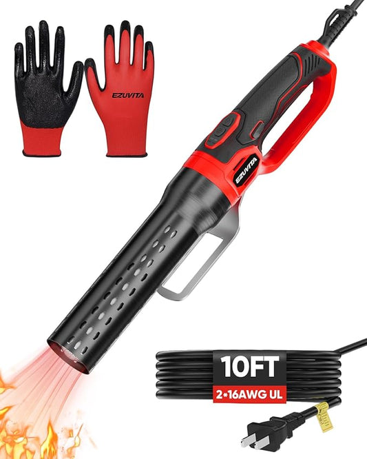 1500W Electric Charcoal Starter with 10ft Cable, 60S Rises to 1100℉ Fire Lighter with Air Blower for Grill, BBQ, Wood Burning Fireplaces, Chemical Free Heated fire starter with Gloves Included