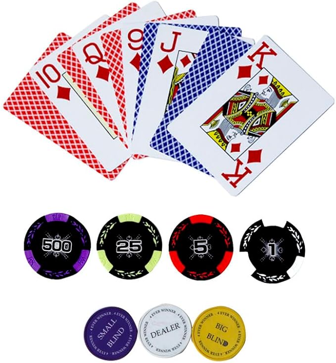 THUNDERBAY 14 Gram 300 Count Poker Set, 14G Clay Composite Chips with Aluminum Case, Two Decks of Playing Cards, Full Set of Buttons&5 Dices for Poker, Texas Hold'em, Blackjack, Casino Games at Home