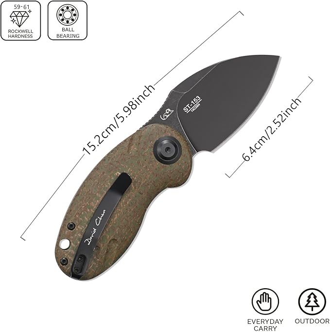 Sitivien ST153 Pocket Folding Knife,Sandvik 14C28N Black Stonewashed Blade with Micarta Handle,Chinese Zodiac Series EDC Tool Knifes Utility Knife for Camping Hunting Survival Hiking(Green) … …