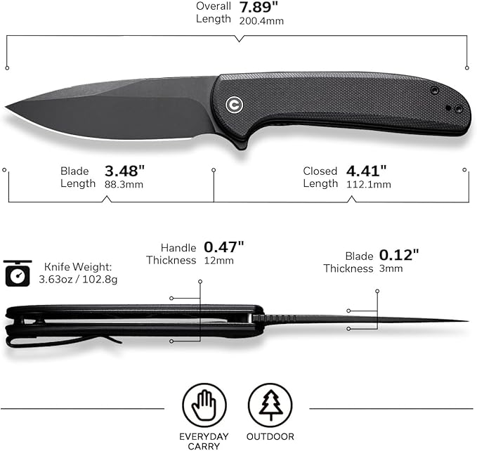 CIVIVI Primitrox Folding Knife for EDC, Flipper Pocket Knife with 3.48" Nitro-V Blade G10 Handle for Everyday Carry C23005A-2