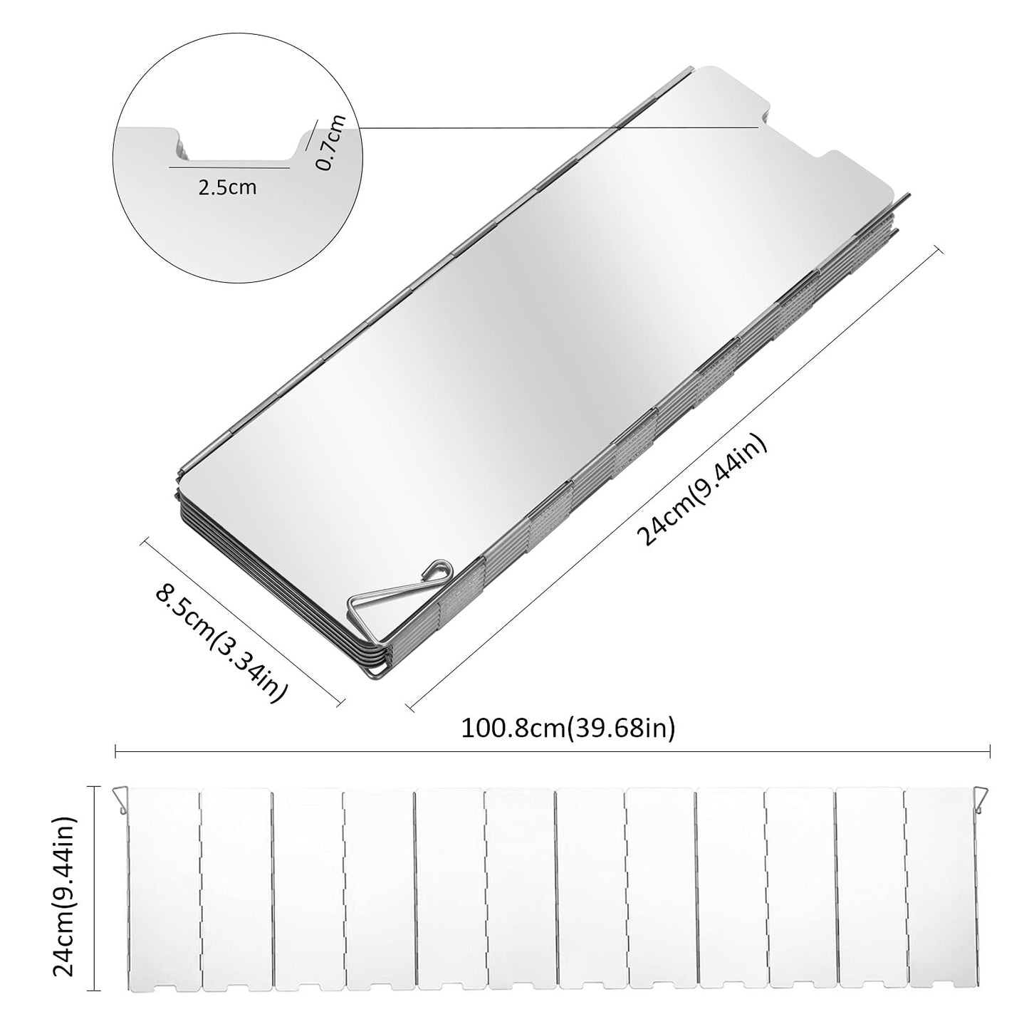 Folding Camping Stove Windscreen 12 Plates Aluminum Camping Stove Windshield with Carrying Bag
