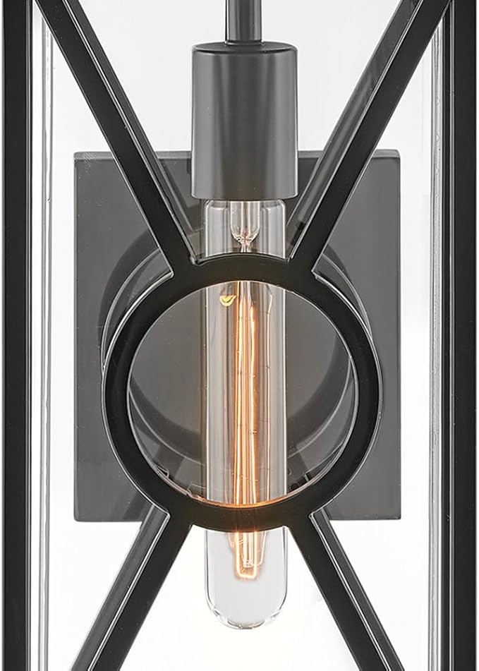 Hinkley Brixton Medium Wall Mount Outdoor Lantern - Rust & Corrosion Resistant, Clear Mitered Glass, Composite - Black Finish