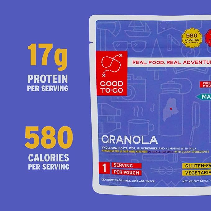 GOOD TO-GO Granola | Camping Food, Backpacking Food | Just Add Water Meals, Backpacking Meals | Dehydrated Meals Taste Better Than Freeze Dried Meals
