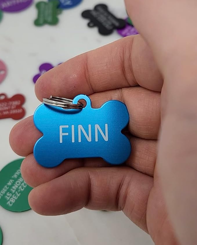 Pet ID Tag Custom for Dog Cat Personalized | Many Shapes and Colors to Choose from | Made in USA | Strong Anodized Aluminum