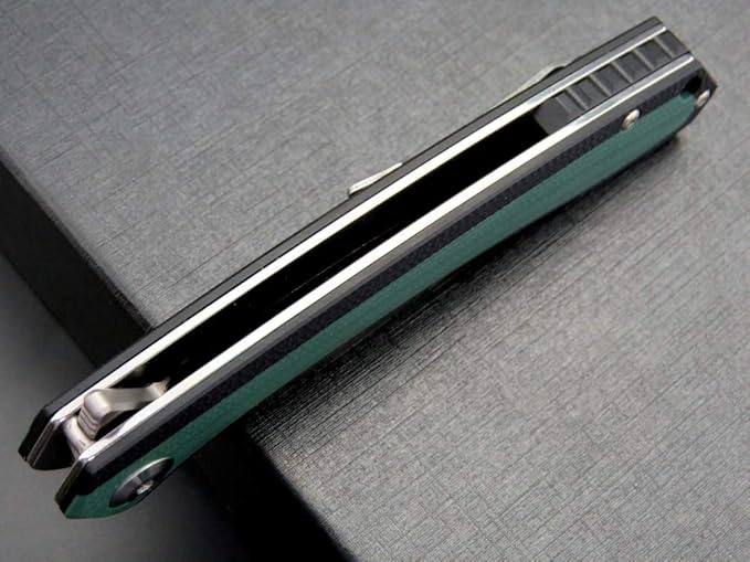 Eafengrow EF947 EDC D2 Folding Knife, G10 Handle Ball Bearing Folder with Locking Liner EDC Flipper Knife with Pocket Camping Tactical Hiking Survival Outdoor tool(GREEN)