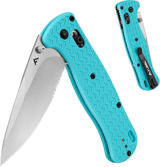 FLISSA 4.5" Folding Pocket Knife, Lightweight EDC Pocket Knife with Axis Lock, 3.2" AUS-8 Steel Blade, Sharp Camping Hiking Knife with Pocket Clip, Unique Tool Gift for Men, Dad (Blue)