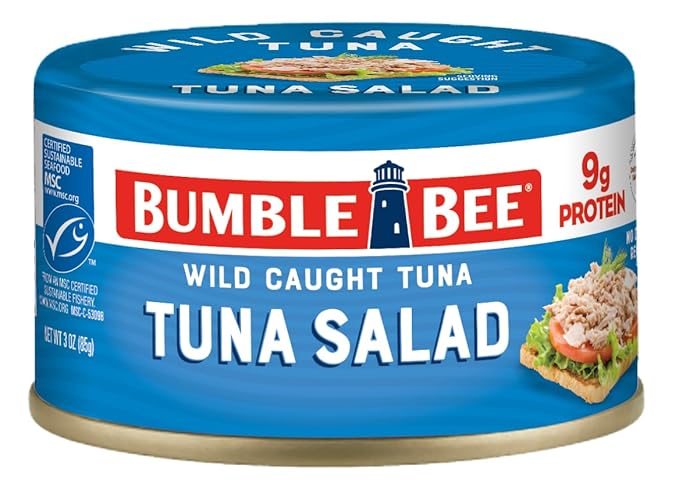 Bumble Bee Snackers - Tuna Salad, 3 oz Easy Open Can - 9g Protein per Serving - Wild Caught Skipjack Chunk Light Tuna Pack - No Draining, Ready to Eat