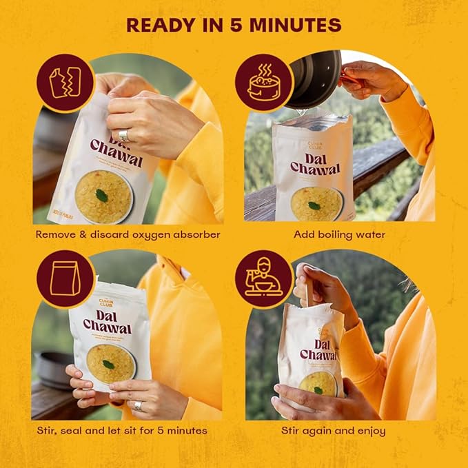 Cumin Club Indian Meals | Freeze Dried Backpacking & Camping Food | Gluten Free | High Protein | 2 Packs of Paneer Tikka & 2 Packs of Cumin Rice | Authentic Flavors for Outdoor Adventures | Ready to Eat & Easy Prep