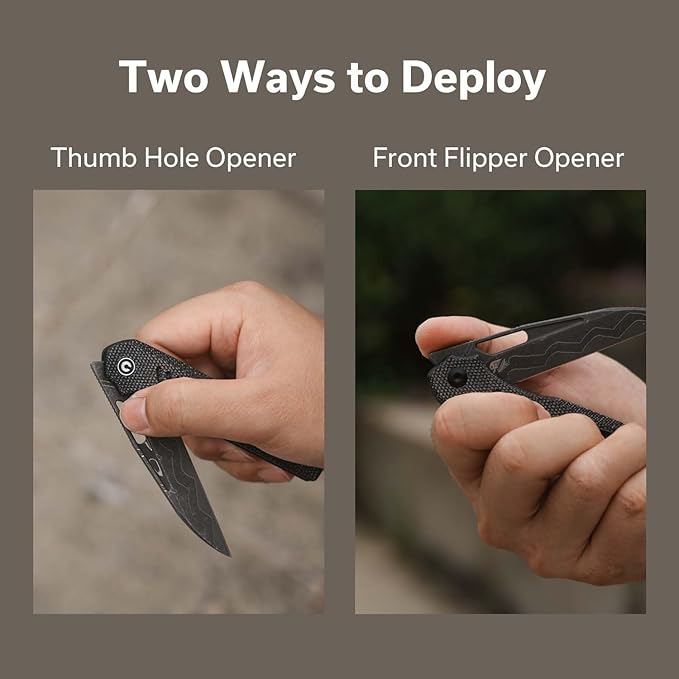 CIVIVI Guile Pocket Knife, Folding Knife for EDC, 3.25" Damascus Blade Micarta Handle with Reversible Deep-Carry Clip C24062B-DS1