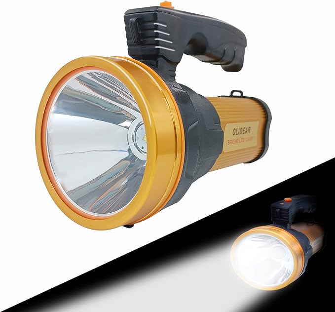 Heavy Duty Flashlight ??Bright Rechargeable Searchlight with 2 Modes ??Led Spotlight Handle ??Easy to Use ??Built-in Rechargeable Battery